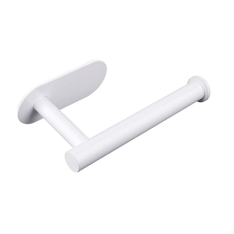 Samoprzylepny uchwyt na papier toaletowy w rolce, podstawa owalna, do kuchni, łazienki i toalety (biały)