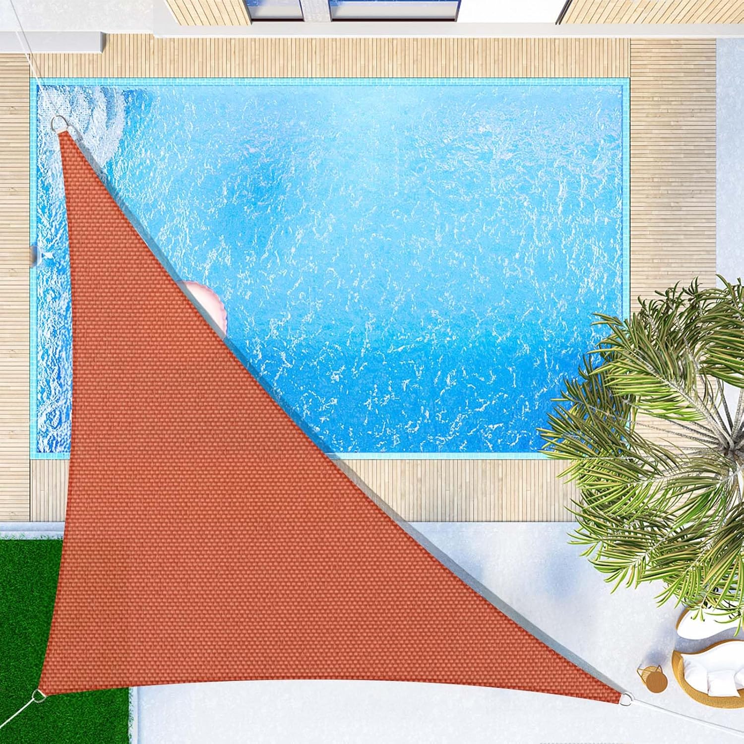 Trójkątny żagiel przeciwsłoneczny 3x3x4,3 m Wodoodporna tkanina zacieniająca z ochroną UV do patio, ogrodu, na taras, na zewnątrz, balkonu