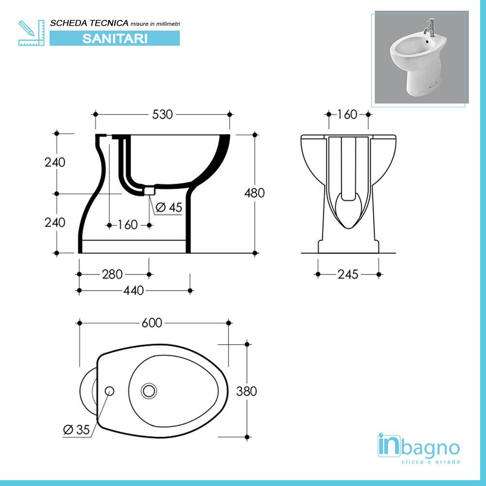 Coppia sanitari per persone disabili con apertura frontale e scarico a terra - 4