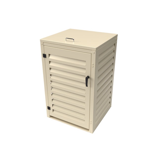 Cache Poubelle Extérieur Simple en Aluminium thermolaqué - Abri pour 1 conteneur 240 Litres – Crème RAL 1015