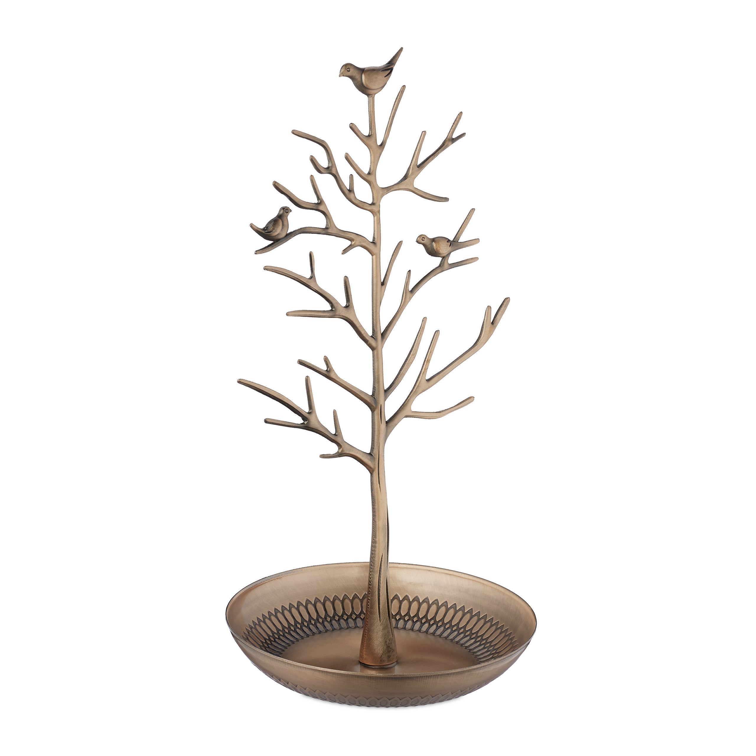 Porte-bijoux en forme d’arbre, pour colliers, boucles d’oreilles, bracelets, HxLxP 30 x 16 x 15 cm, doré, Relaxdays - 8