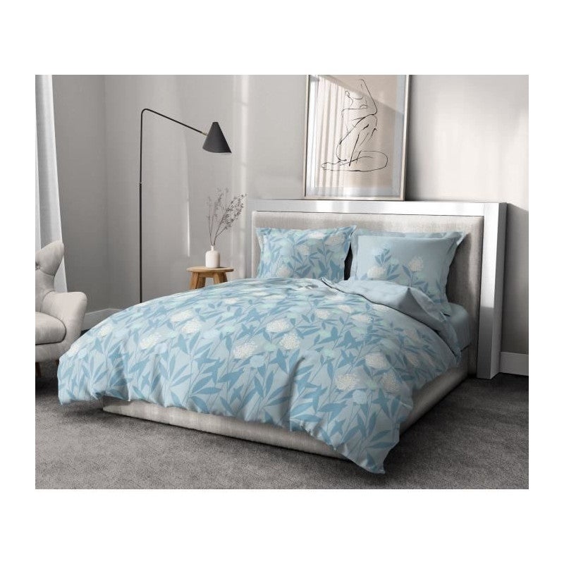 Home linge passion juego de edredón floral storm - 3 piezas - 240 x 260 - 100% algodón 57 hilos - azul