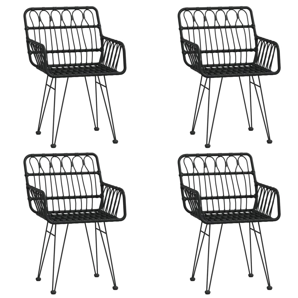 Mobile da pranzo da giardino 5 pezzi in resina intrecciata nera 02_0014783 - 2