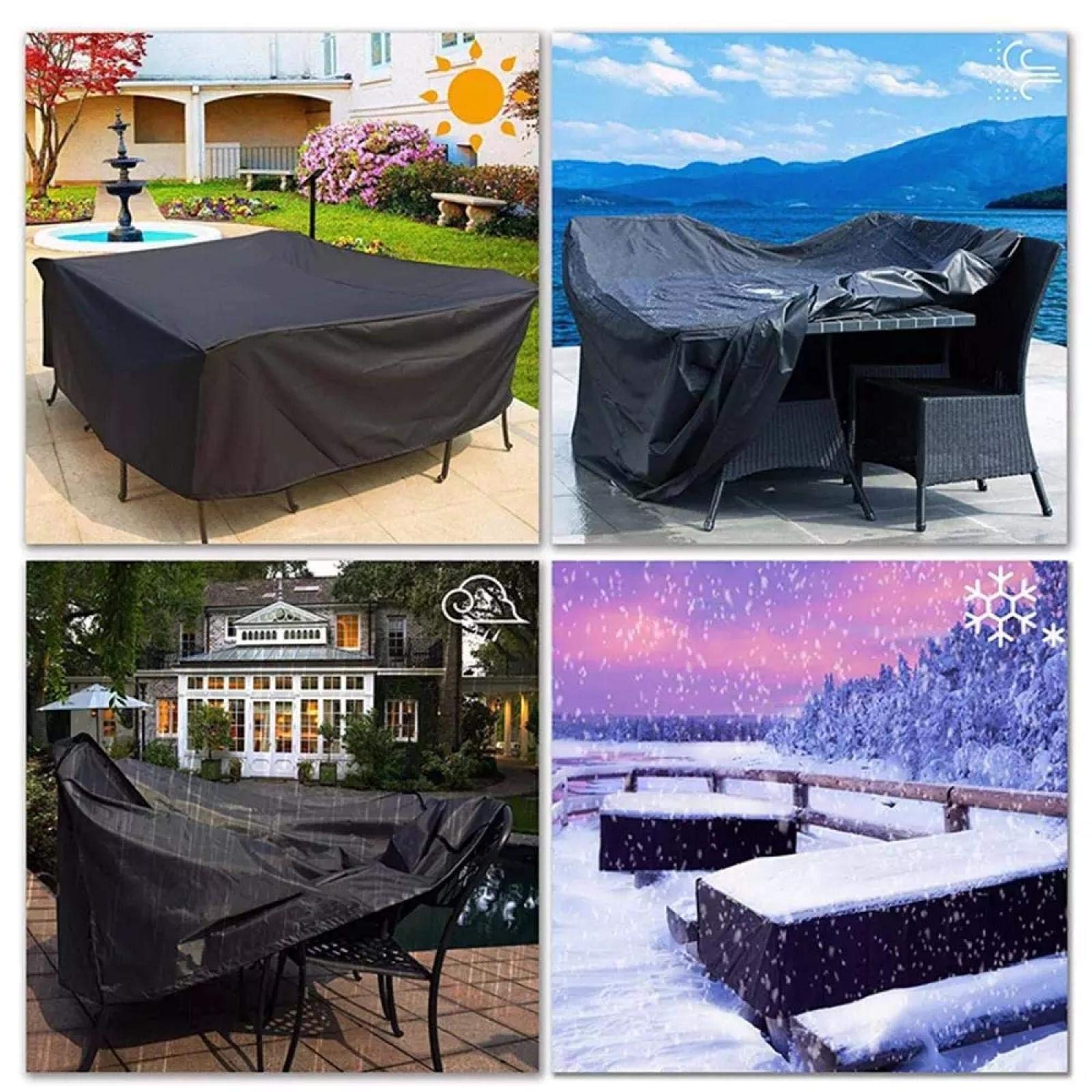 Housses de Meubles d’extérieur imperméable à l’Eau Canapé Chaise Table Housse de Pluie Snow Dust Cover Oxford Fabric Garden Lawn Patio-180*120*74CM - 5