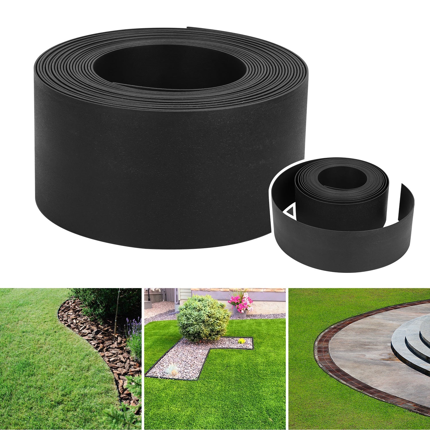 Bordo Per Prato In Plastica 25m - Altezza 14cm, Nero, Per Aiuole E Giardino
