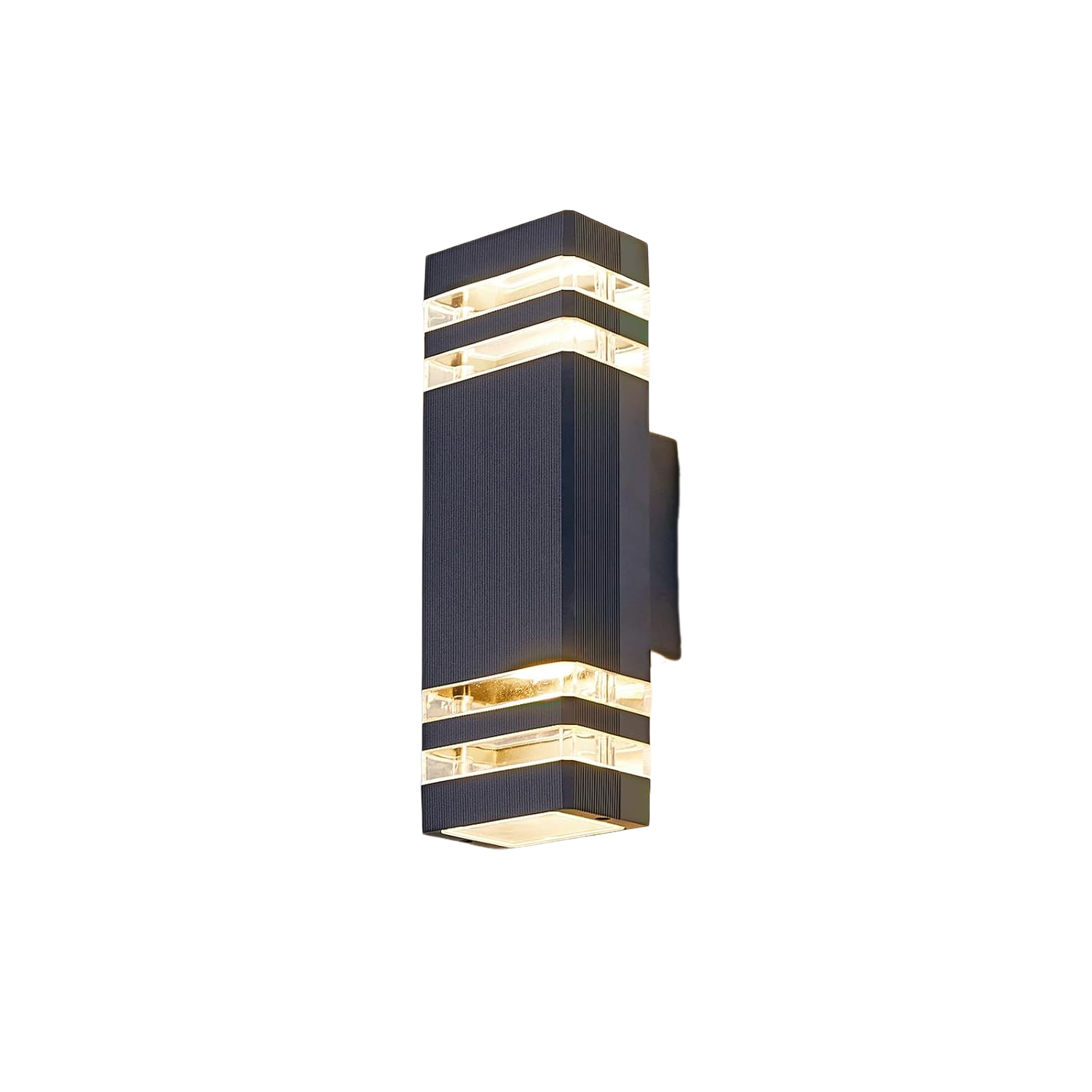 Applique Murale Exterieur LED Longue Applique Murale Intérieure Etanche Ip65 Éclairage Mural 3000k Applique 18w Géométrie Noire Luminaire Extérieur Pour Terrasse Jardin Villa Porche Garage, L80cm