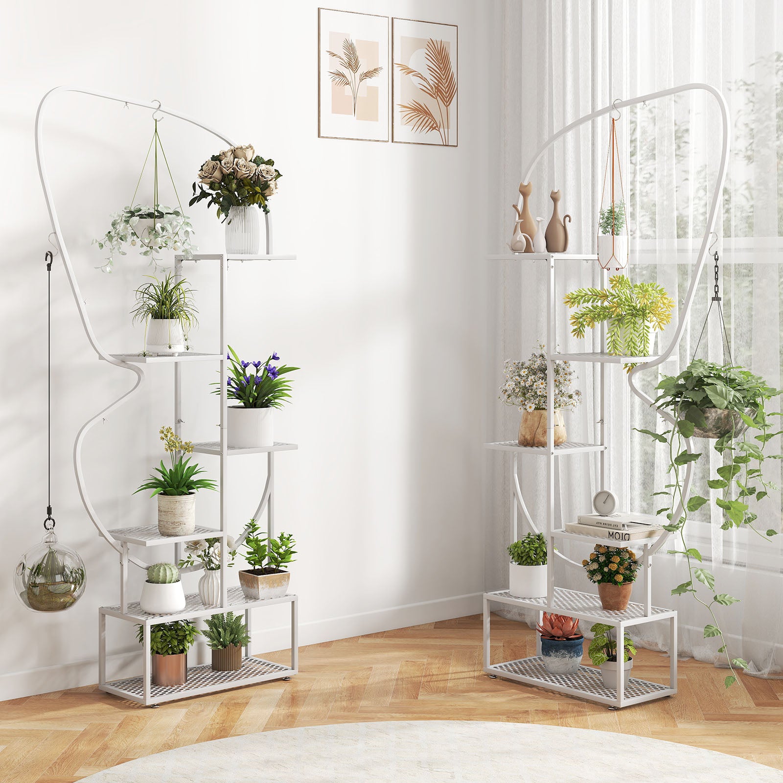 Support Pour Plantes Métal 5 Niveaux – Étagère à Fleurs D'angle – Pour Intérieur, Balcon, Terrasse – Modèle S