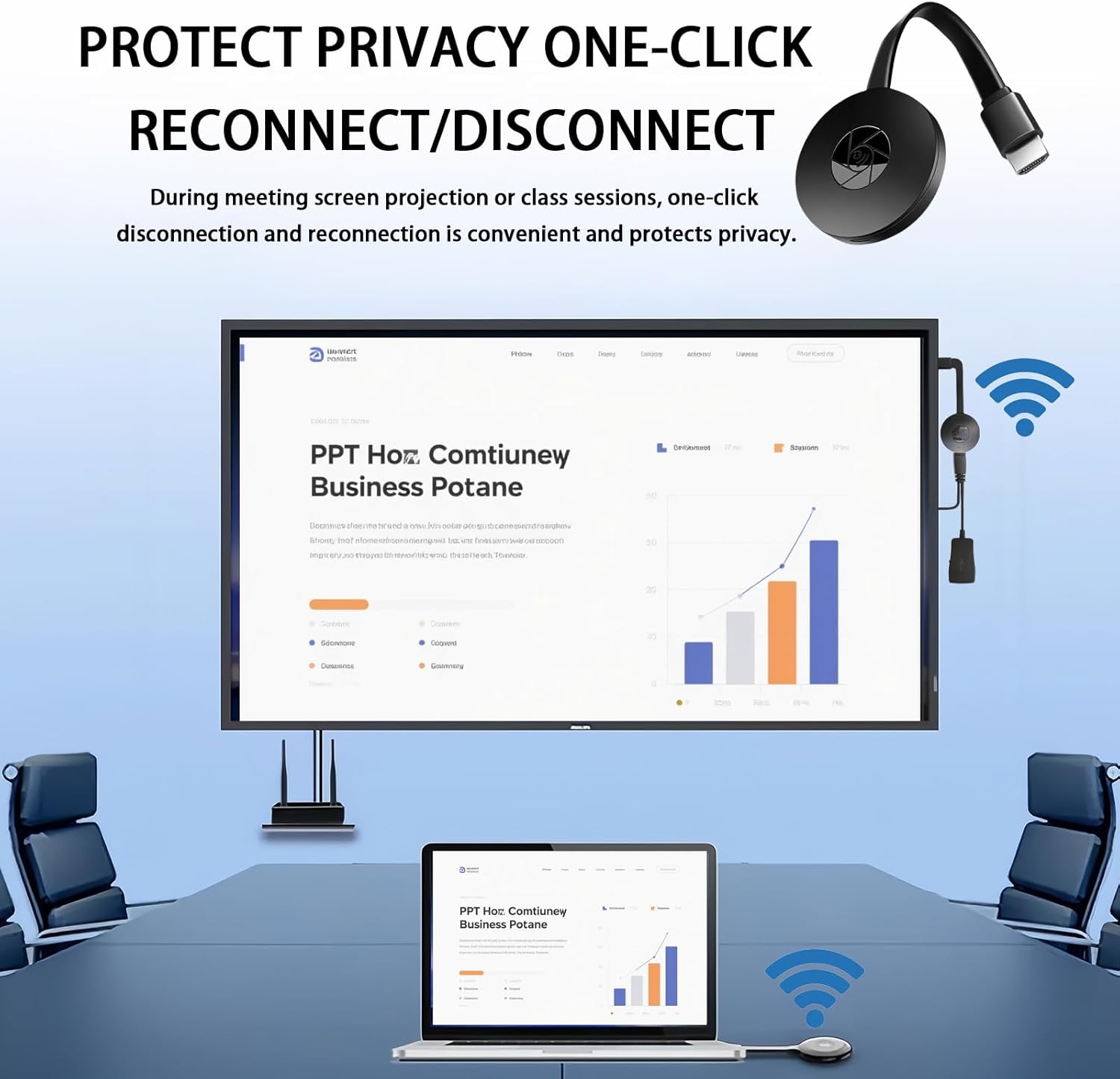 Adaptateur HDMI sans Fil 1080P pour TV, Dongle WiFi Miracast Airplay DLNA, Compatible iOS Android Windows Mac, 2.4GHz Portable - 4