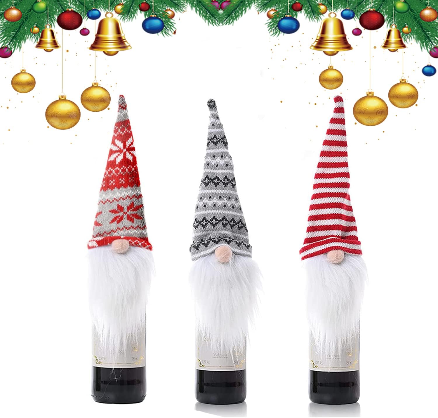 2 Housses Déco Pour Bouteille De Vin De Noël - En Forme De Petit Manteau, Avec Bouton Et Col - Pour Décoration De Table Ou Cadeau - 9