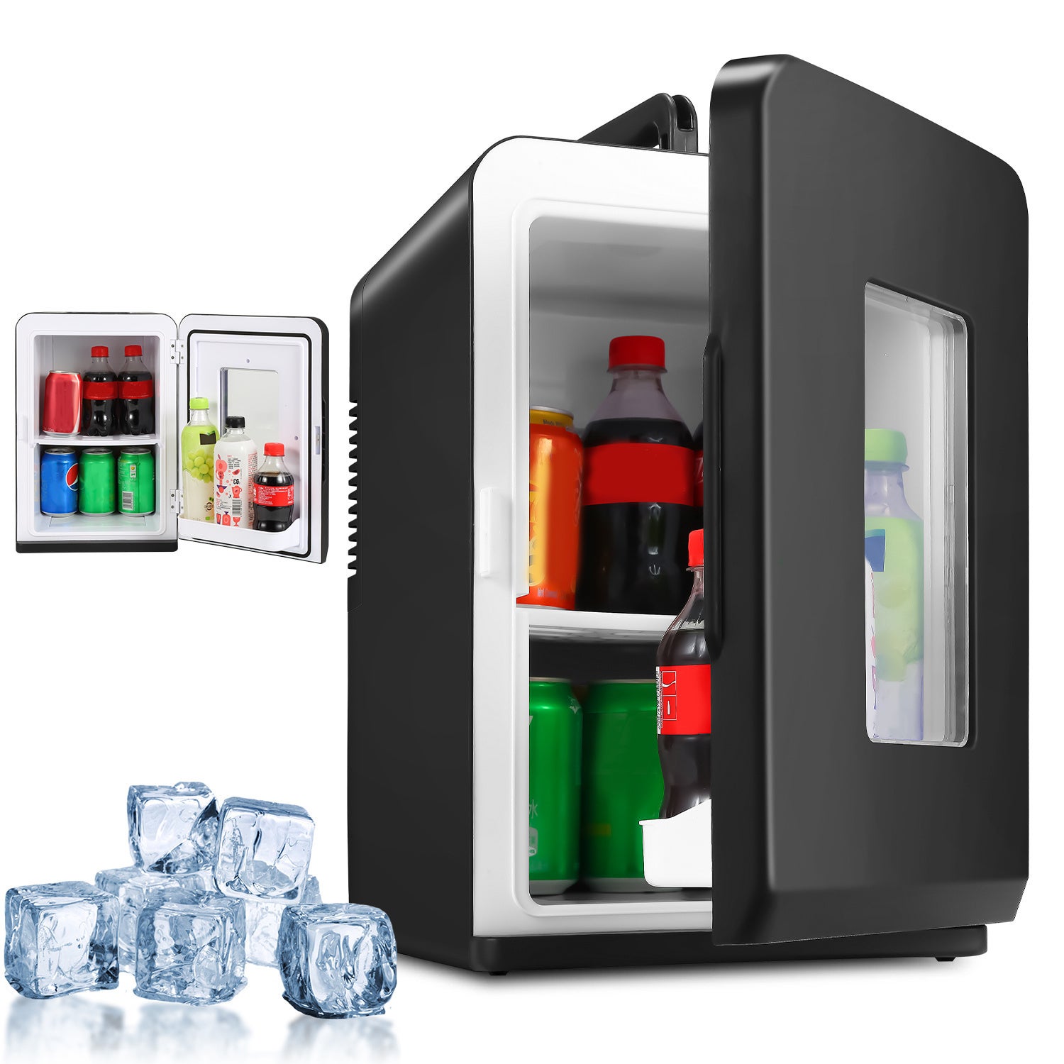 Mini lodówka 15 l – przenośna mini lodówka – funkcja chłodzenia i podgrzewania – 2 w 1 12 V/230 V – regulowana temperatura – do pokoju lub na kemping