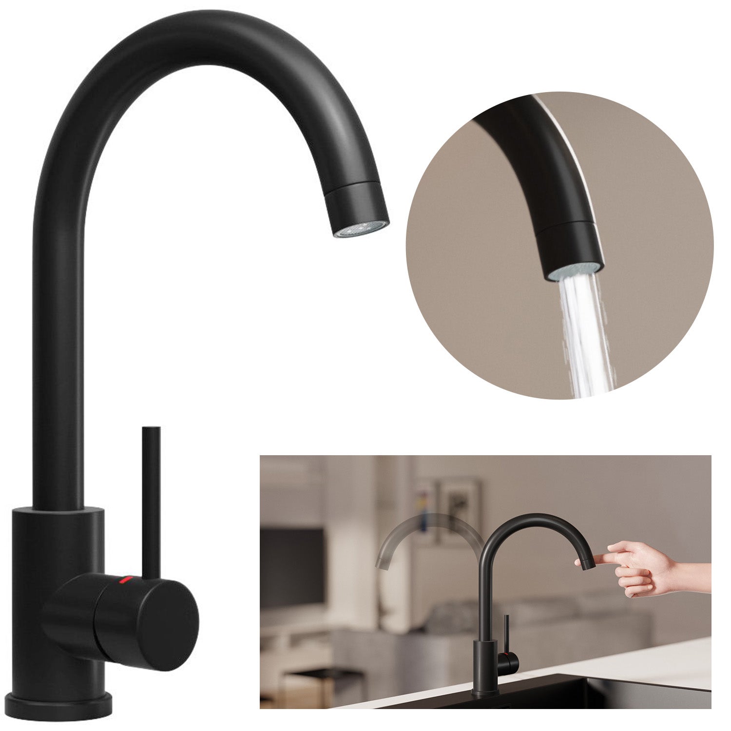 Grifo Cocina Acero Con Caño Giratorio - Noah De GME