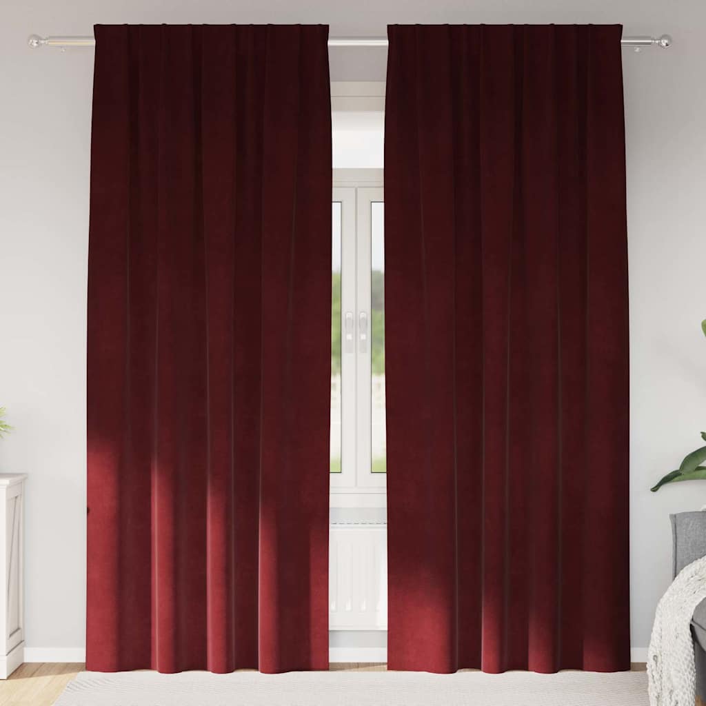 Zasłony zaciemniające 2 pcs Czerwone wino 140 x 245 cm Aksamit vidaXL