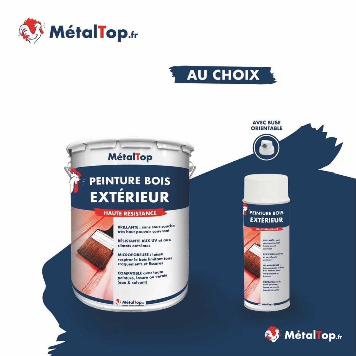 Peinture Bois Exterieur - Gris anthracite - RAL 7016 - 5 L - Métaltop - 6