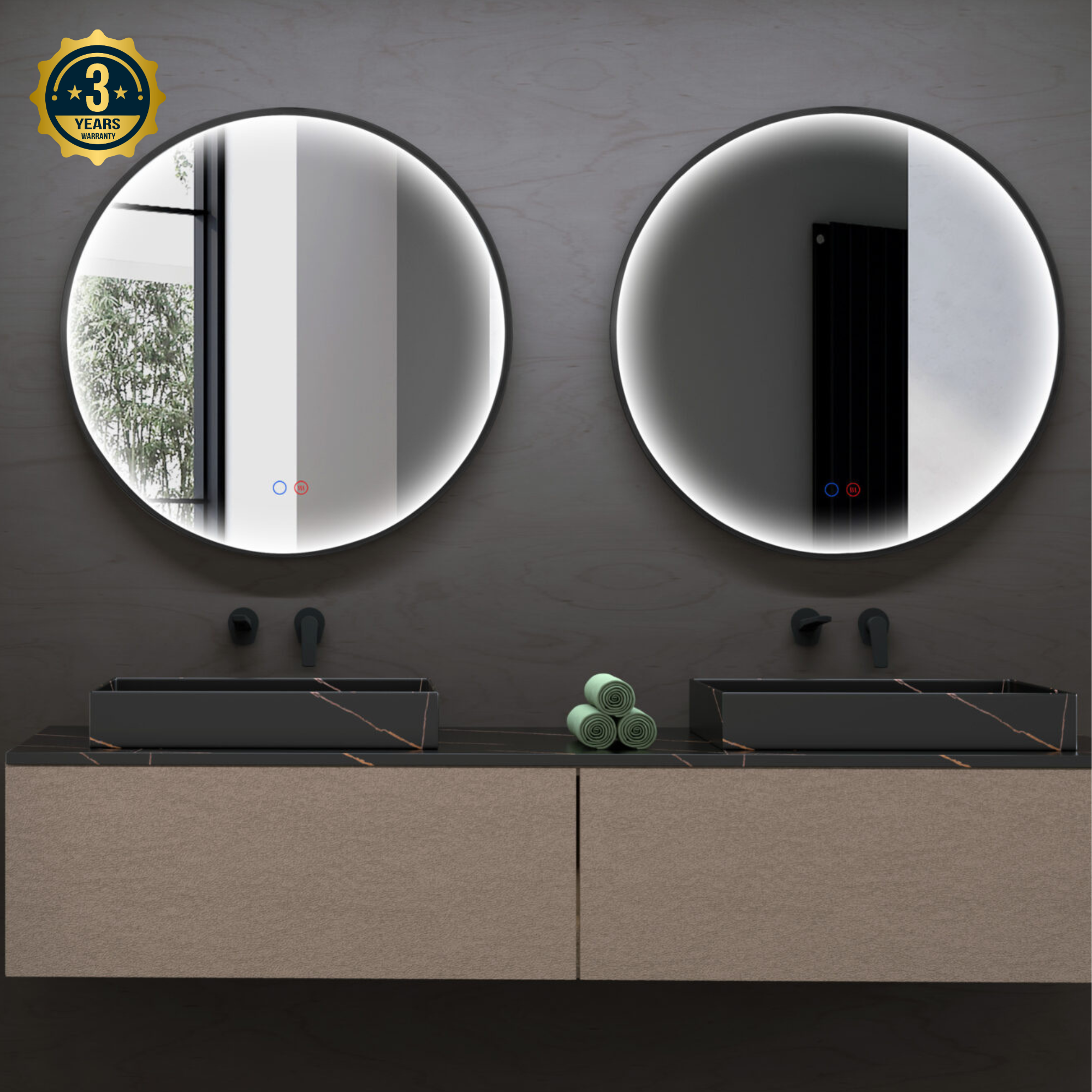 NETTLIFE Espejo De Baño Con Luz LED - Redondo 50 Cm LED, Mural