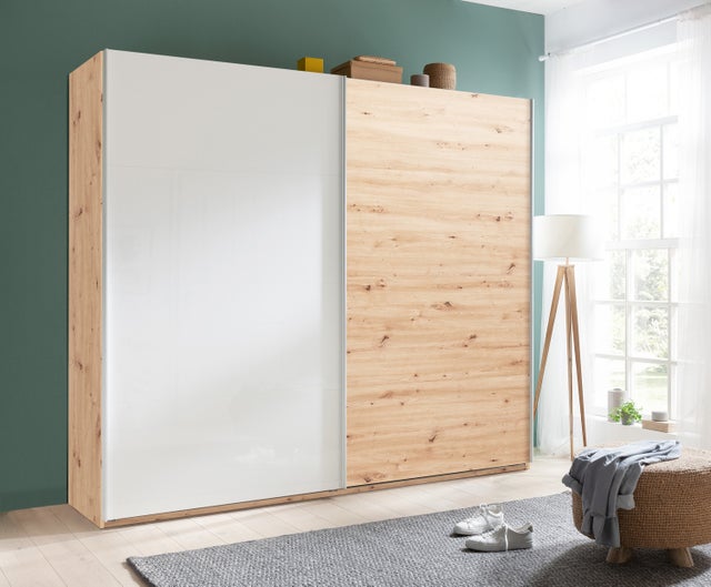 COMPOSAD | Armadio a 3 Ante Scorrevoli con Specchio SYSTEMA, Armadio Camera da Letto Grande (LxAxP) 304,2x222,6x67,1 cm, Bianco Laccato, Made In Italy