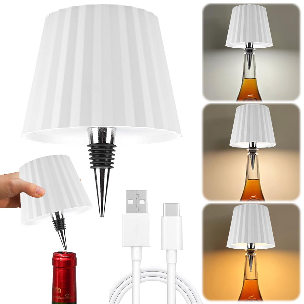Lampe Bouteille LED Sans Fil Tactile - Blanc Chaud, Variateur, Batterie 1200mAh, IP44, Beige - Pour Décoration Intérieur/extérieur
