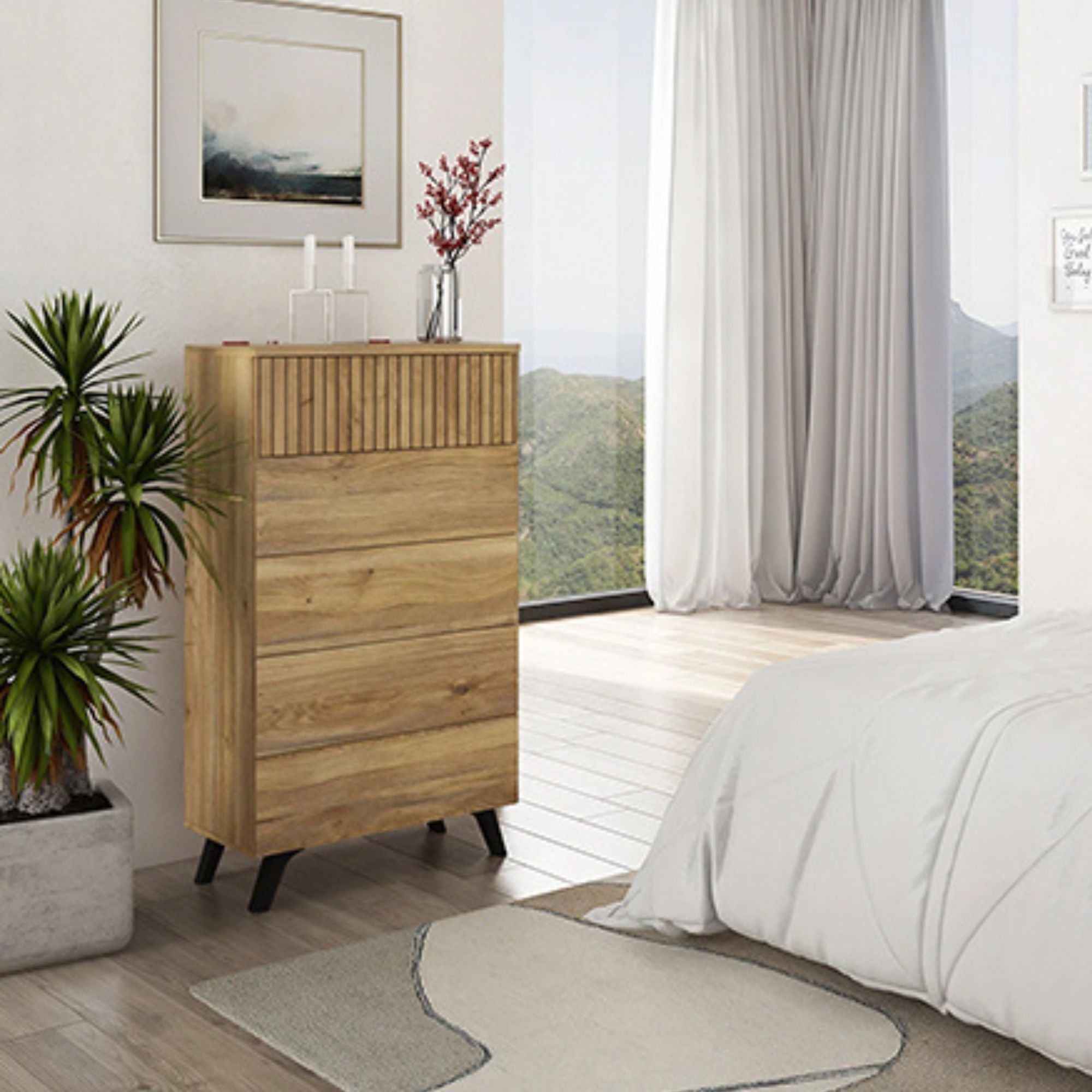 Meyvaser - Sinfonier con 5 Cajones y con Patas, Comoda Cajonera Dormitorio, Color Mauvella-rayas, 60cm (Ancho) x 118,5cm (Alto) x 37,8cm (Fondo) - 3