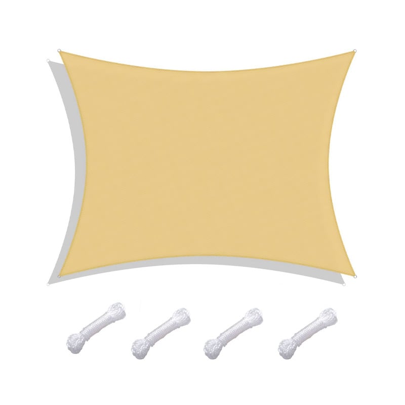 Żagiel przeciwsłoneczny prostokątny, wodoodporny i odporny na promieniowanie UV, na patio, do ogrodu, na trawnik, 4 x 5 m, piaskowożółty