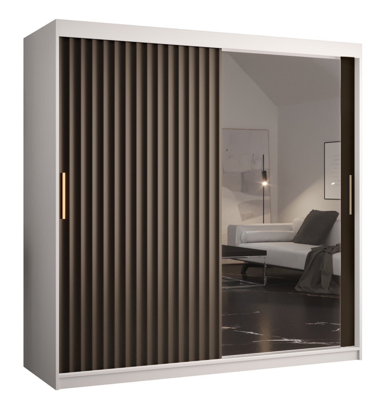 Szafa przesuwna garderoba RIFLO WAVE 2 180 x 62 x 200 cm Biały + Czarny - Abiks Meble