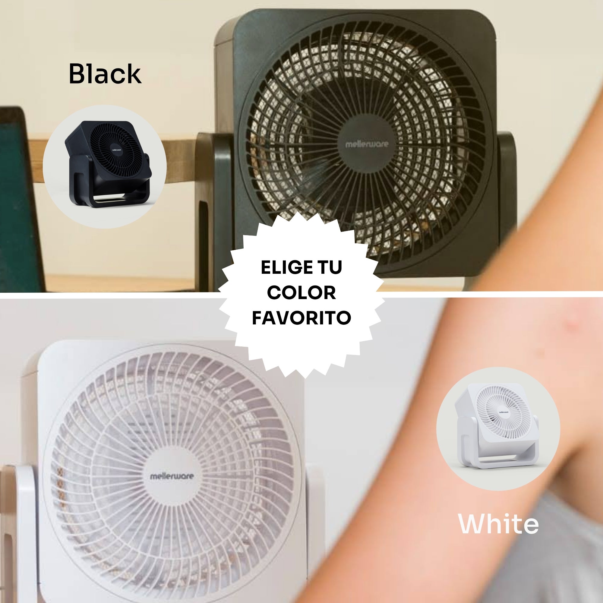 Ventilador de mesa silencioso Mellerware Air Power 30 | 30 W de potência | 3 velocidades | 3 pás | Fluxo de ar refrescante | Fácil de transportar | Al - 5