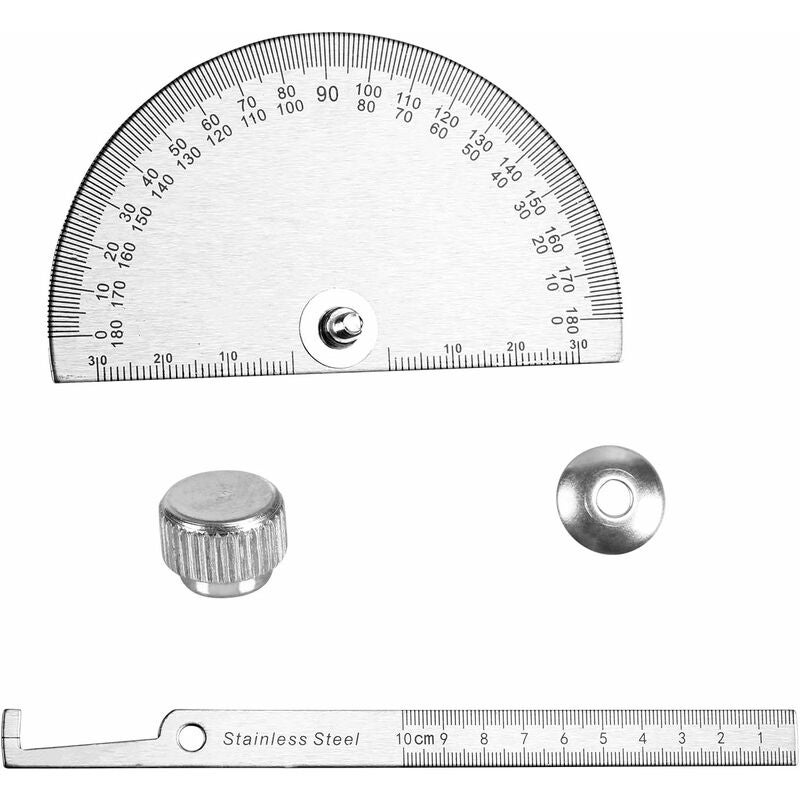 Goniómetro 0-180° Con Regla De 10cm - Transportador De Ángulos De Acero Inoxidable - Herramienta De Medición Manual