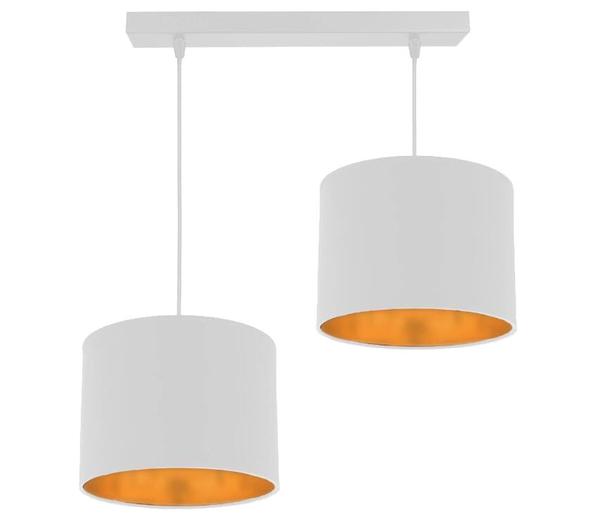 Lampa sufitowa Atlanta biało-złota 2xE27x40W wym: 95 x 54 x 20 cm tkanina Candellux