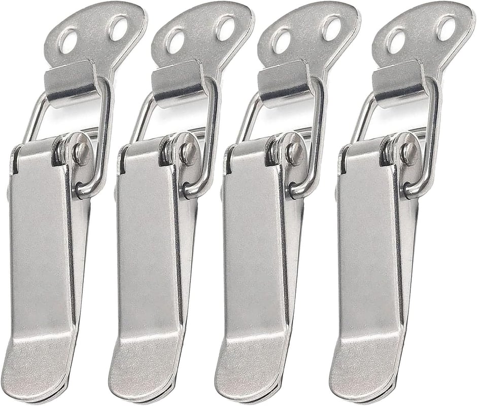 Zasuwka ze stali nierdzewnej z naciągiem i śrubami, zatrzask dźwigniowy 56 mm, zatrzask sprężynowy, zacisk, zamek skrzynkowy, zaślepka zamka skrzynki