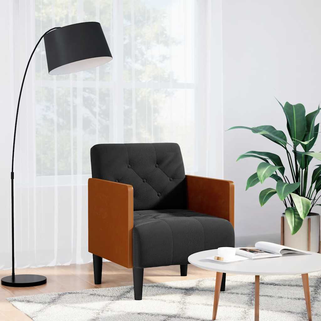 Sofa Fotel z Podłokietnikami Czarny 55 cm Aksamit vidaXL