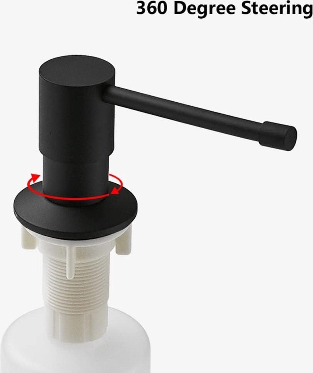 20PCS Distributeur de savon encastrable en acier inoxydable - 300 ml, 360° - Compatible avec les trous de 25 à 36 mm sur les plans de travail -Noir - 7