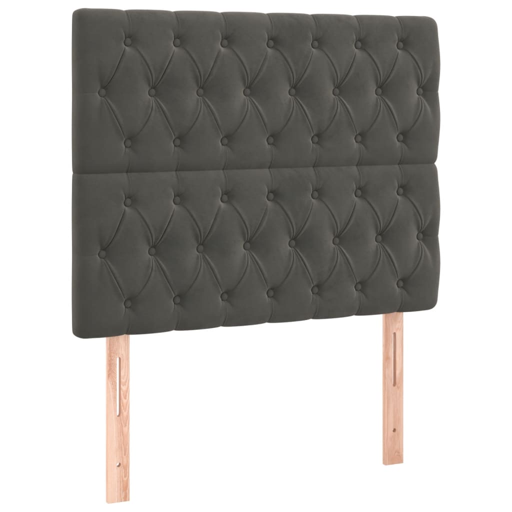 Cadre de lit sans matelas gris foncé 120 x 200 cm velours - 8