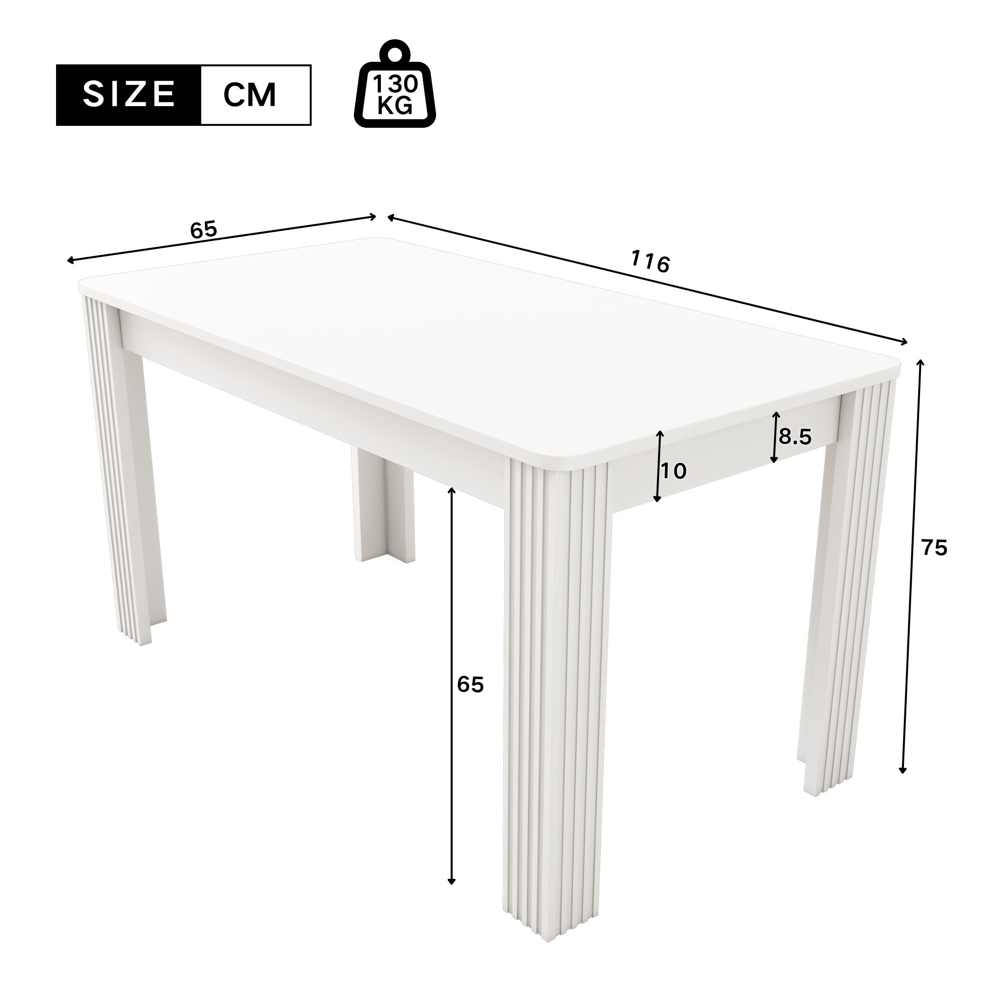 Table à manger à quatre pieds - style modern - Blanc - 5