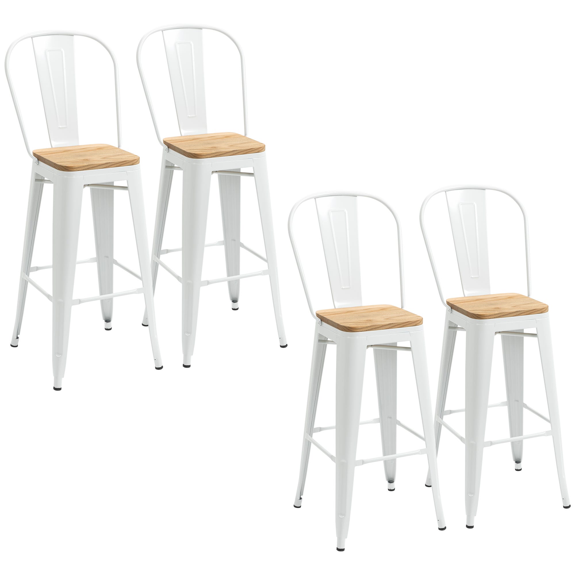 Tabouret De Bar Abbott – Design Bois Et Acier, Hauteur Siège 30, Neuf