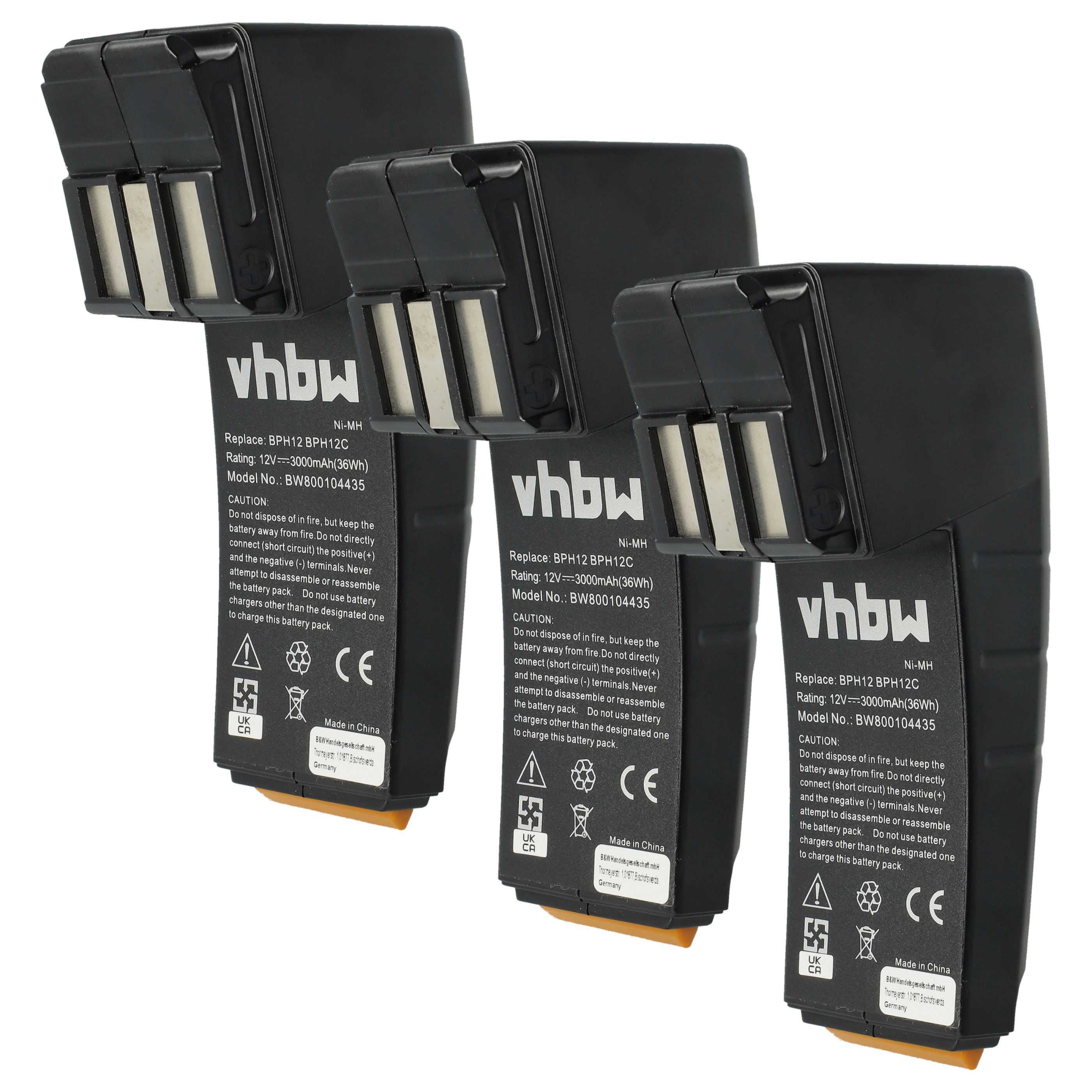 Vhbw 3x Batterie Compatible Avec Förch BXS12 Outil électrique 1500 MAh Nimh 12 V 83914308 Vhbw 3x Batterie Compatible Avec Förch BXS12 Outil électrique 1500 MAh Nimh 12 V 83914308
