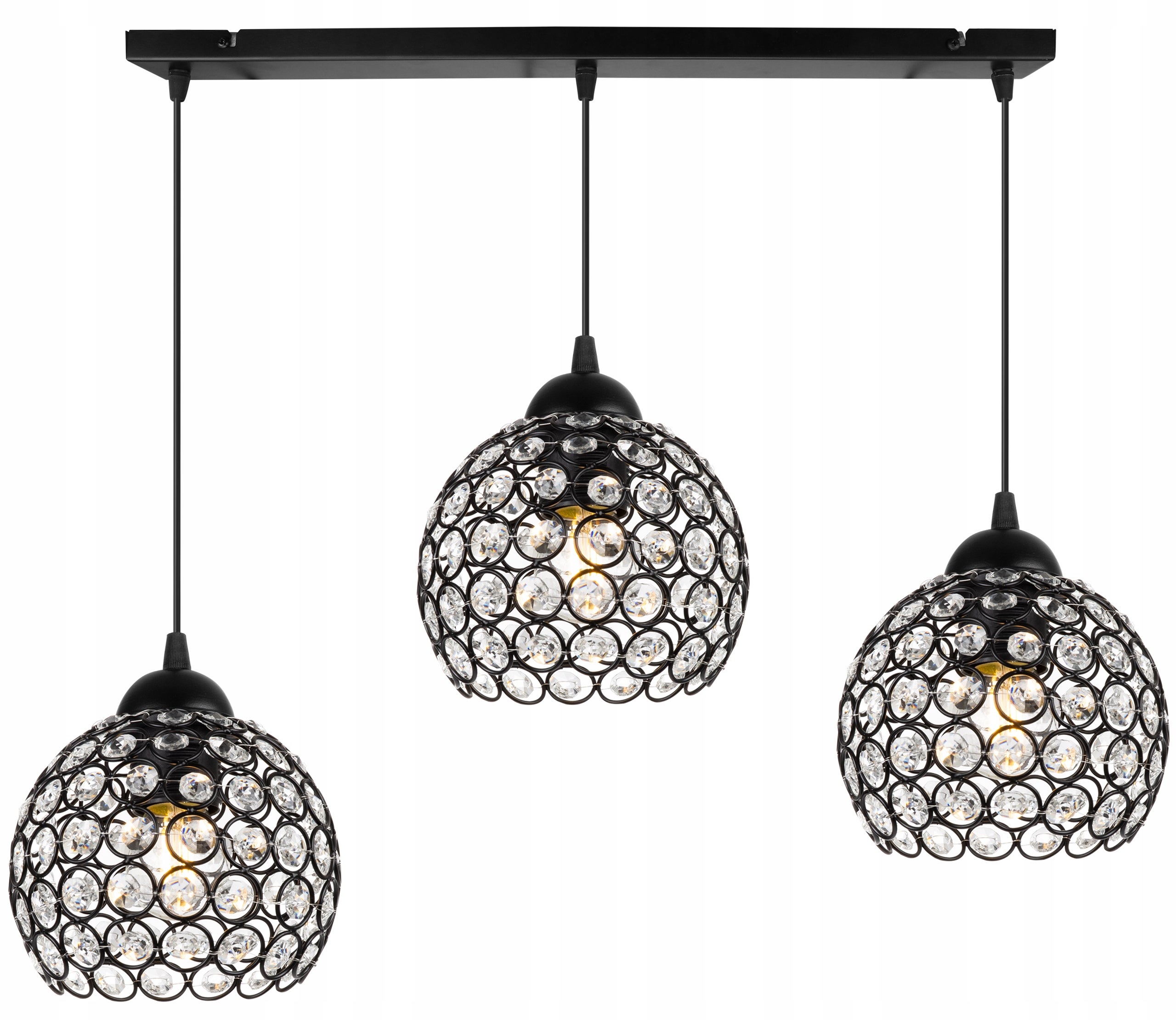 Lampa sufitowa wisząca glam Crystal 3xE27 klosz kula kryształowa grafitowa Light Home LH