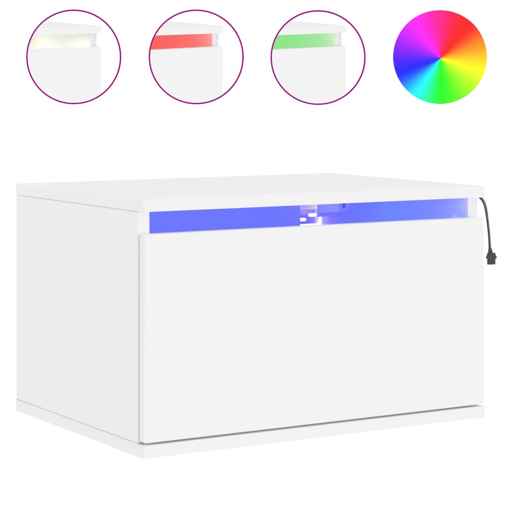 Mesita de noche de pared，Mesilla de noche flotante con luces LED blanco CFW51666 - 2