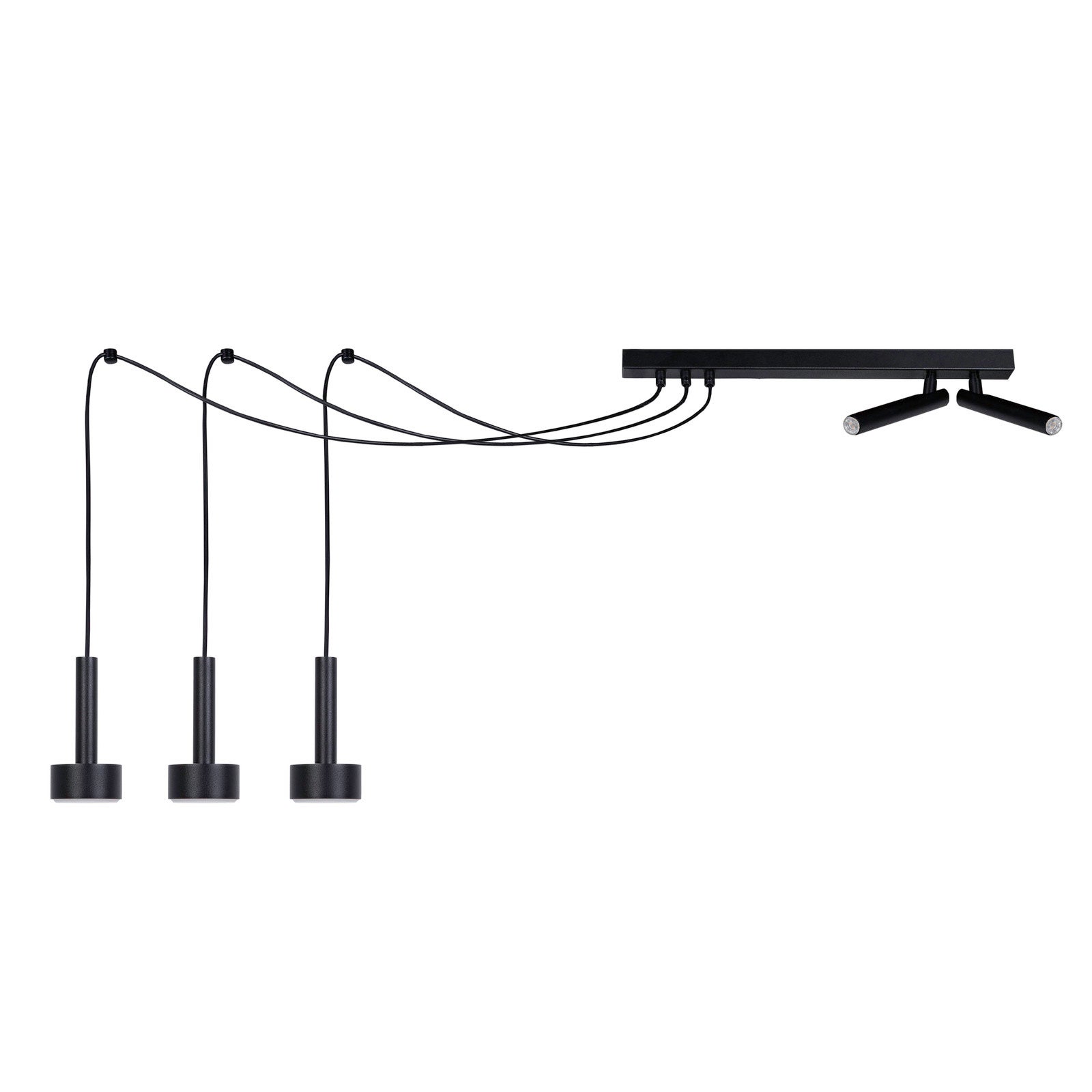 Lampa wisząca Stamp czarna 5xGX53+G9x12W + 3W nowoczesna wym: 150 x 50 x 15 cm metal SIGMA