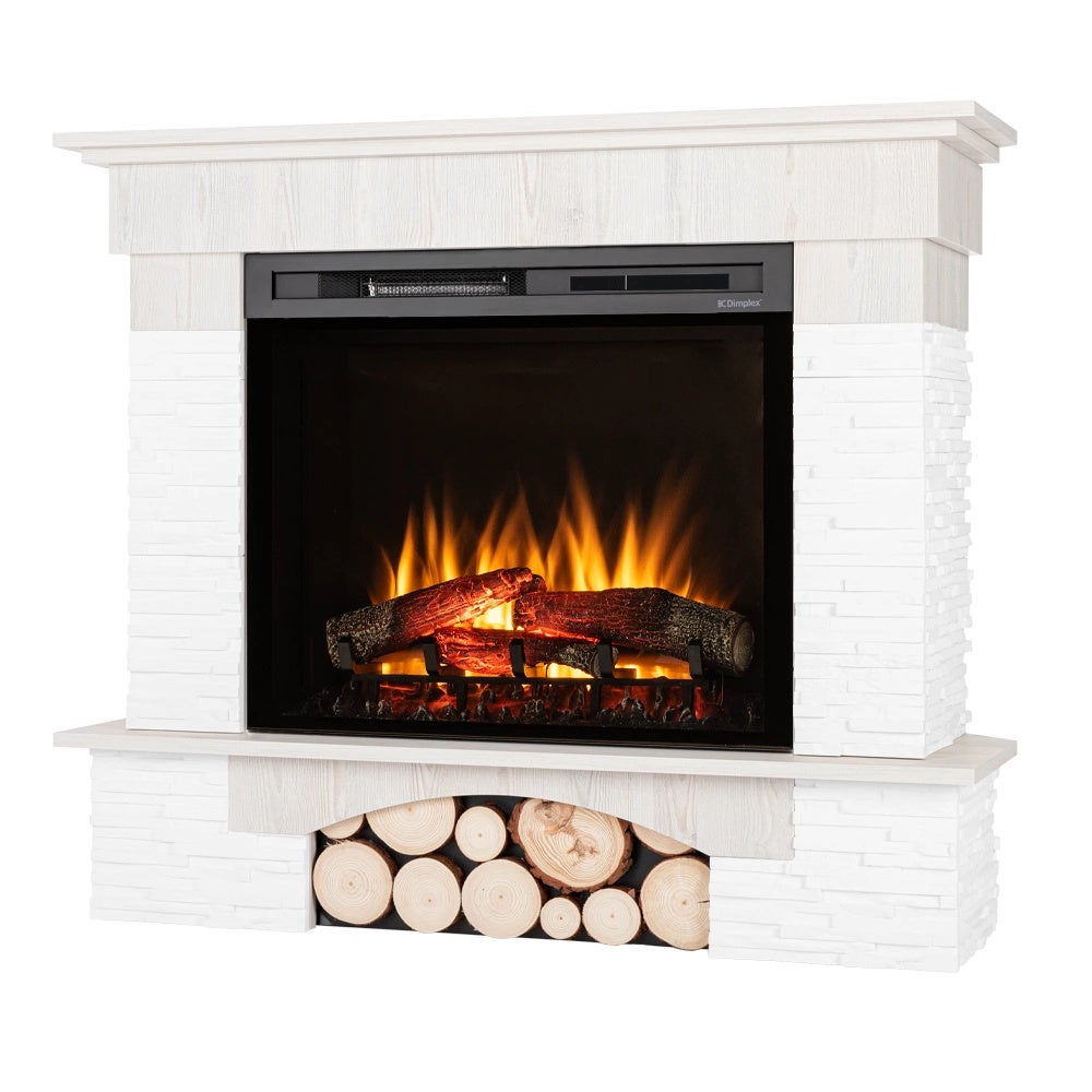 Kominek elektryczny narożny 28" XHD grzewczy LED 1400W dekor biała sosna pilot Warmtec Porto