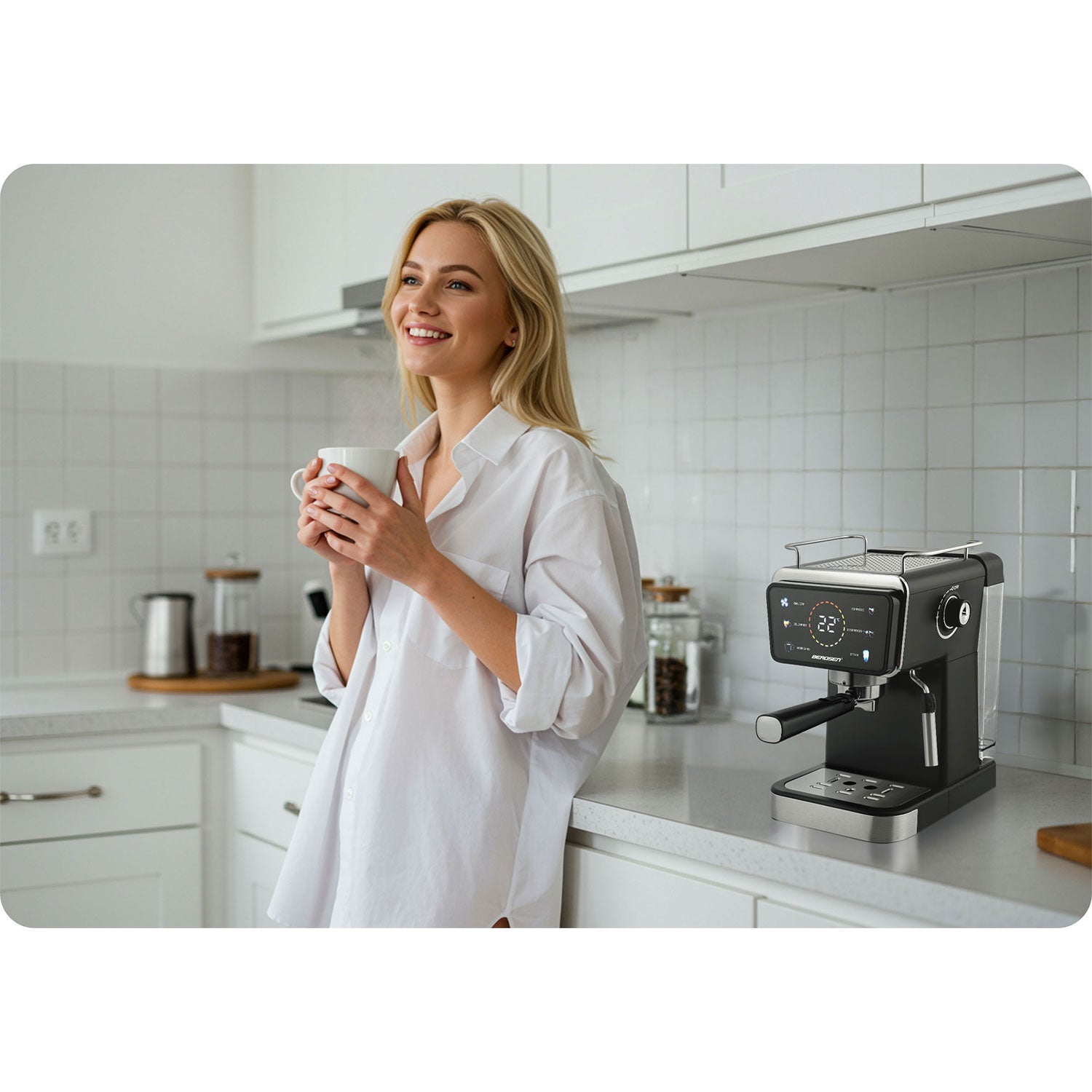 Ekspres do kawy ciśnieniowy kolbowy ze spieniaczem BD-771 czarny Berdsen - 9