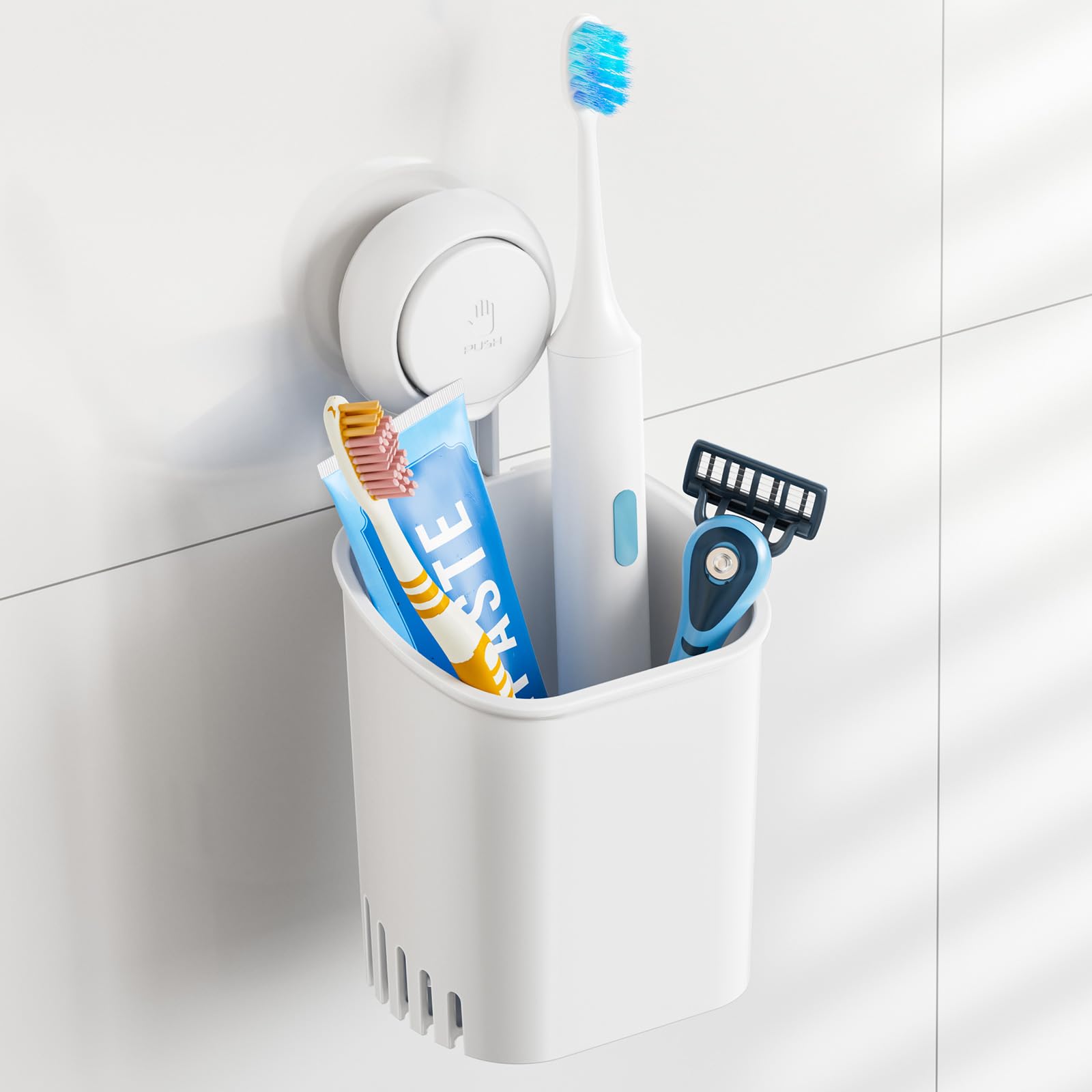 TAILI Lot de 2 supports de brosse à dents à ventouse puissante pour dentifrice et rasoir de douche, support de brosse à dents de douche pour mur, support de vaisselle de cuisine