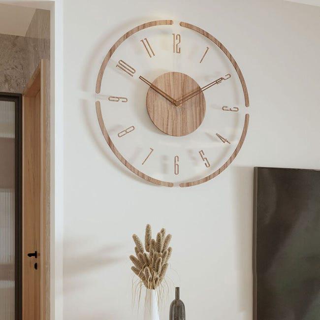 Horloge murale de style décoratif rétro, décoration de maison en bois, horloge murale ronde, design creux, horloge d'art moderne, diamètre 30 cm - 2