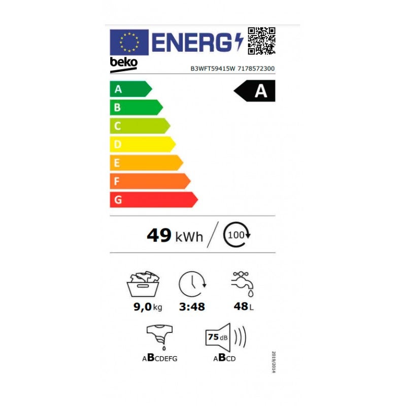 Lavadora BEKO B5WFT59415W Blanco 9 kg 1400 rpm - 6