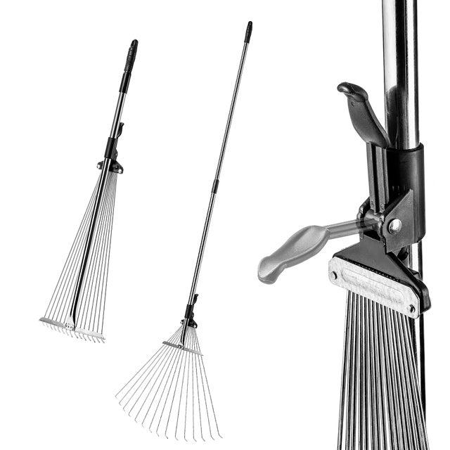 GRABIE METALOWE DO LIŚCI TRAWY Z TRZONKIEM WACHLARZOWE REGULOWANE 78-166cm