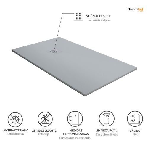 Receveur de douche en résine - Largeur 110 - Gris Ciment Ral-7040 - 110x150 cm - 4