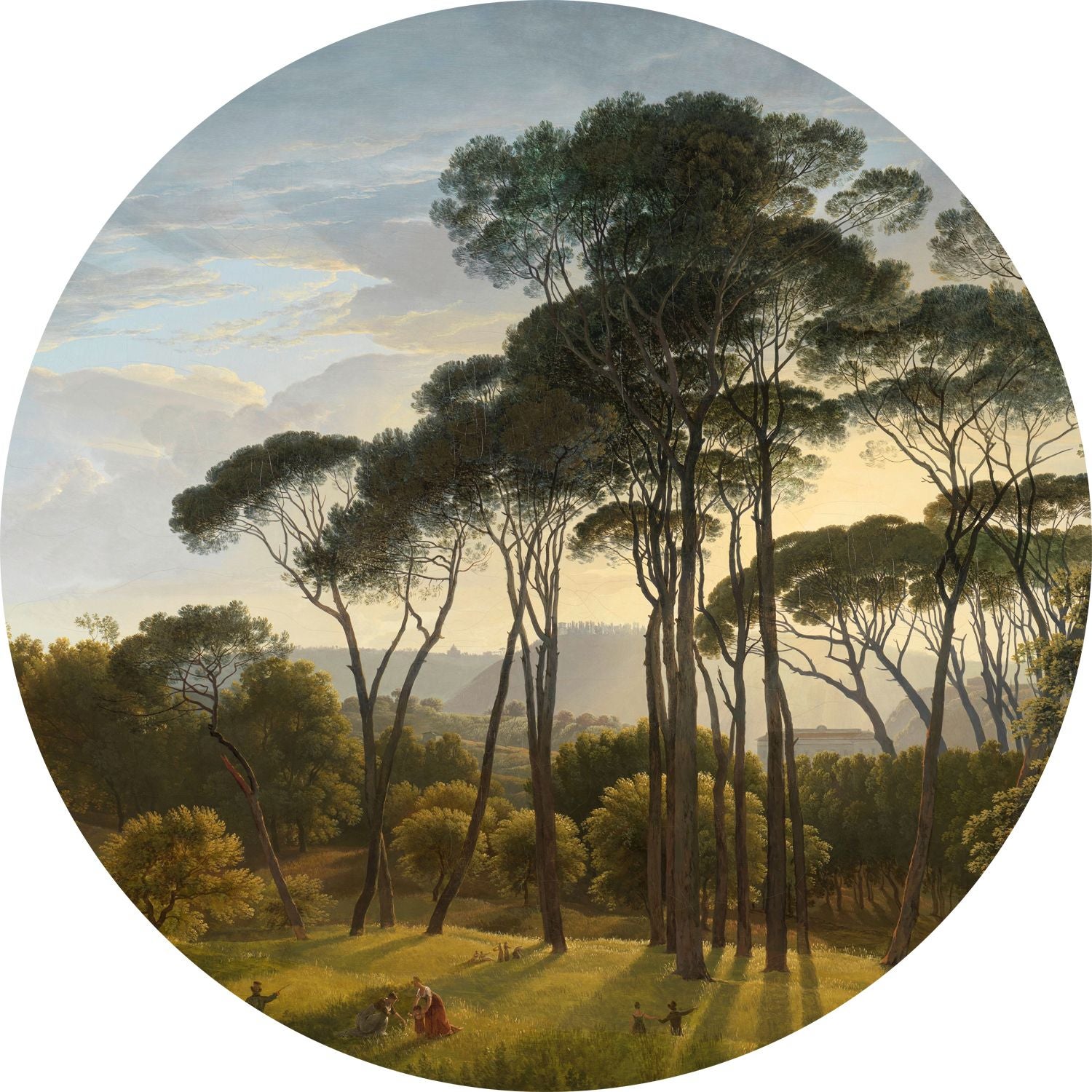 Mural redondo autoadhesivo paisaje italiano verde oscuro - ø 140 cm - estahome