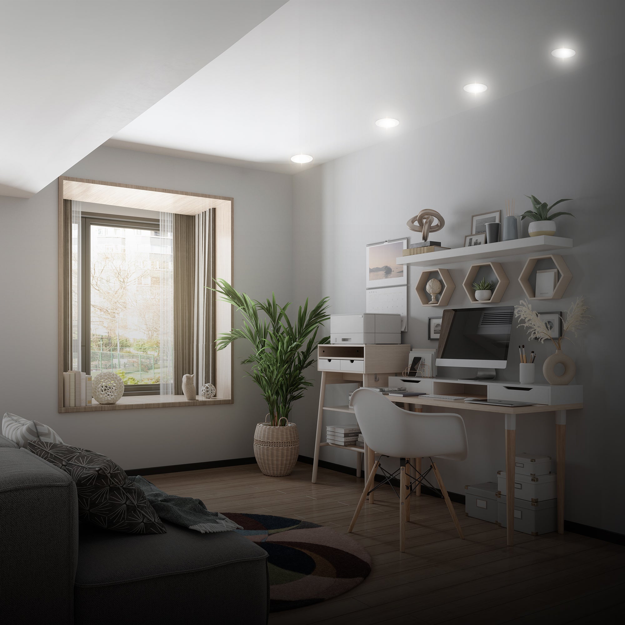 Lot de 5 spots LED encastrables - ultra-plats - fixes - 6W 660lm - 4000K - IP20 - blanc - B.K.Licht - 5