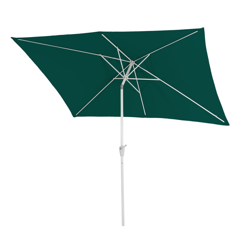 Parasol ogrodowy N23, parasol ogrodowy, 2x3 m prostokątny, odchylany, poliester/aluminium 4,5 kg, ochrona UV 50+ ~ zielony