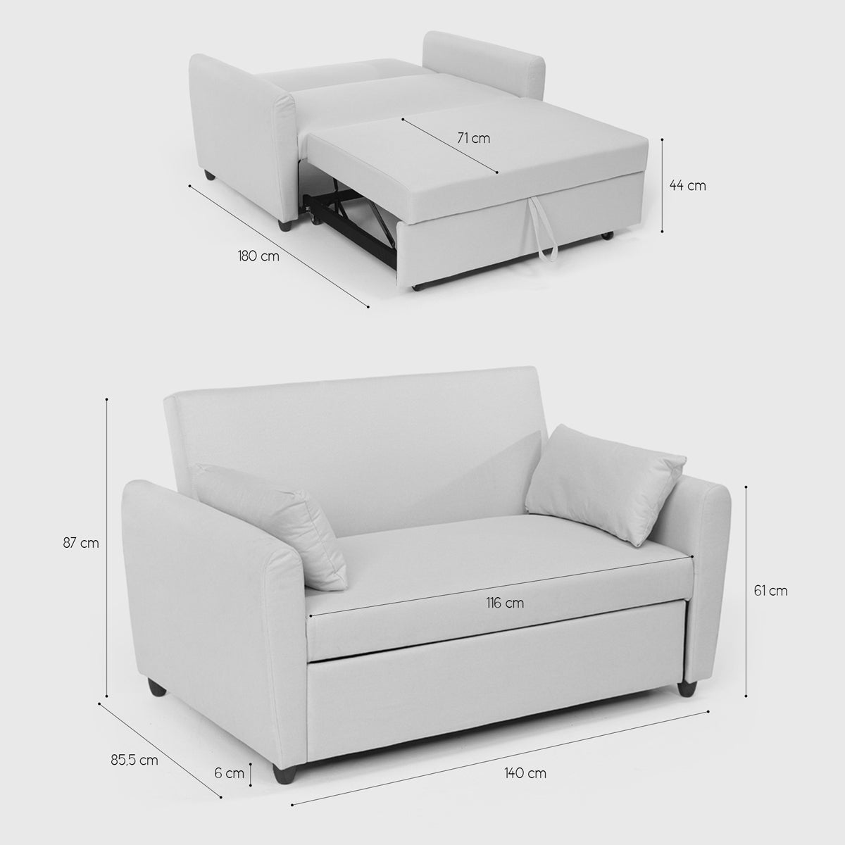 Canapé convertible 2 places clic clac design moderne en tissu PORTO RICO - 6