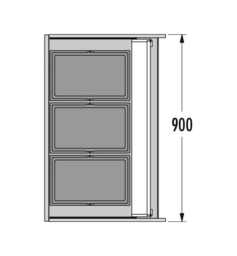 Poubelle encastrable 3 bacs pour meuble coulissant 90L (28+28+28) Hailo Triple XL - 3