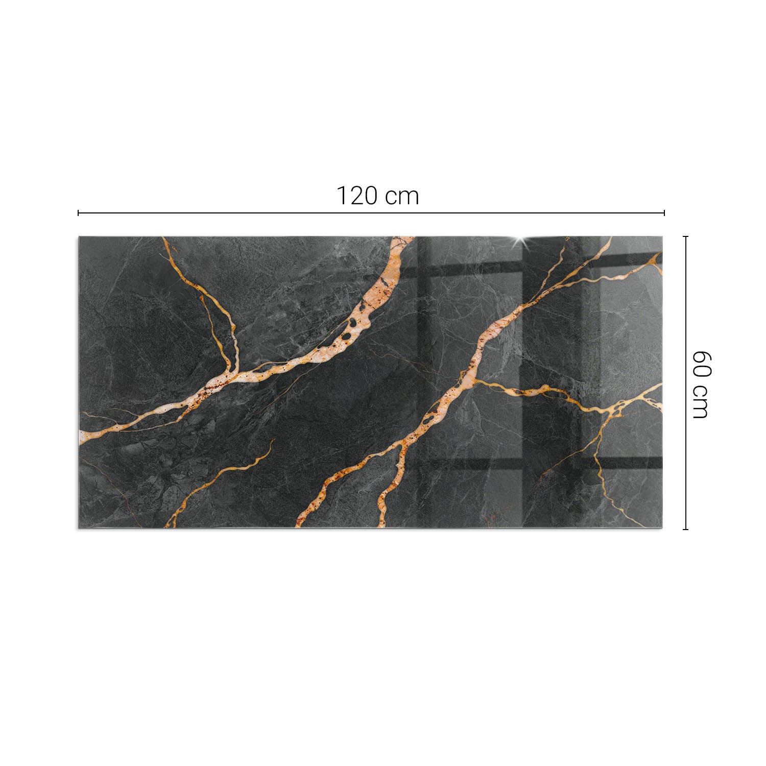 Szkło ochronne żaroodporne pod kominek - 120x60 cm - Elegancki marmur z żyłkami - TULUP - 2