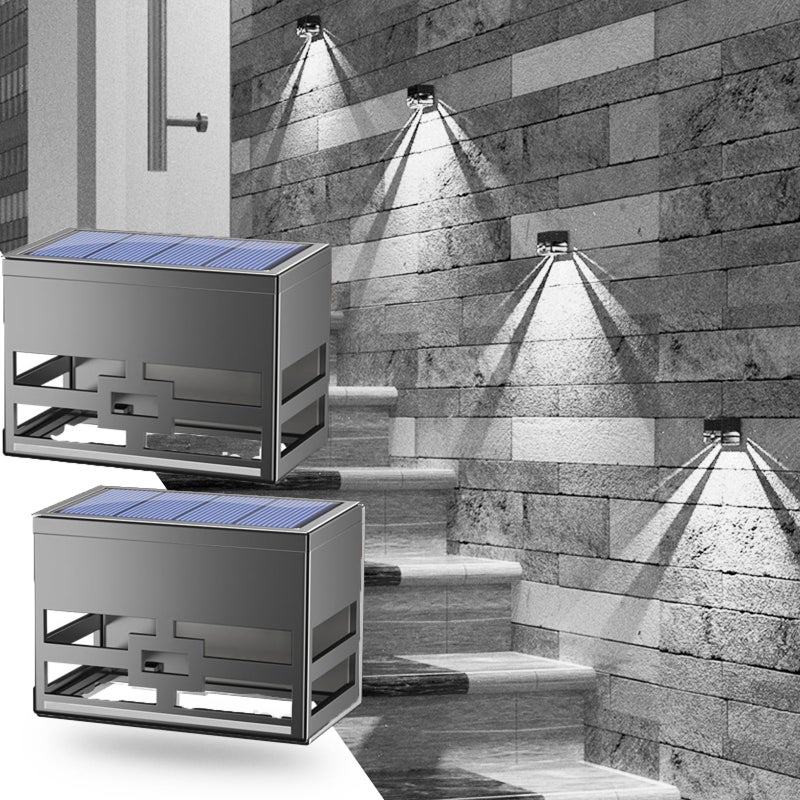 Zestaw szt solarnych lamp ściennych zewnętrznych oświetlenie tarasowe wodoszczelność do schodów ogrodów i alejek światło białe zimne K